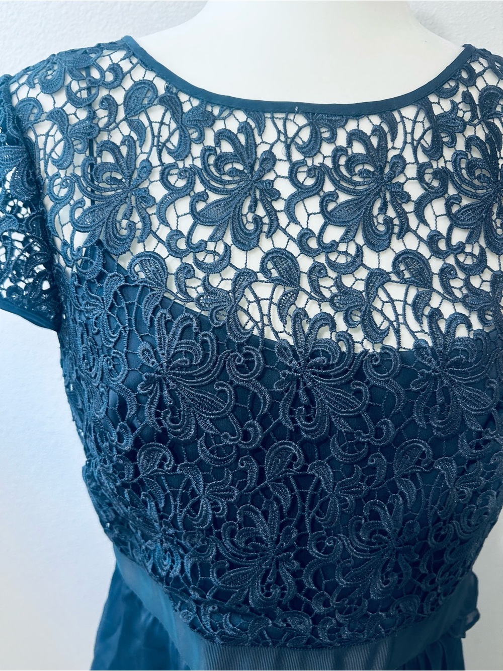 Adrianna Papell Teal Lace Bodice Midi Dress
